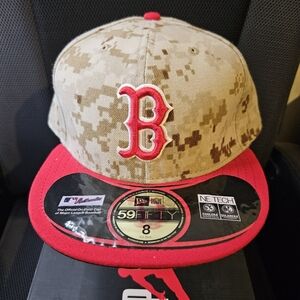 New Era Camo Red Baseball Cap 59Fifty 5950 Hat Size 8 Boston Redsox Sox MLB